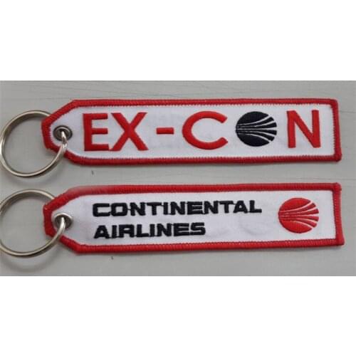 Factory Price Fabric Key ChainsContinental Airlines Embroidered Key Ring Banner
