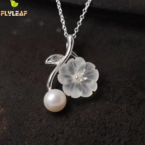 Flyleaf 925 Sterling-silver-jewelry Crystal Plum Flower Necklaces & Pendants For Women High Quality Lady Gift Accessories
