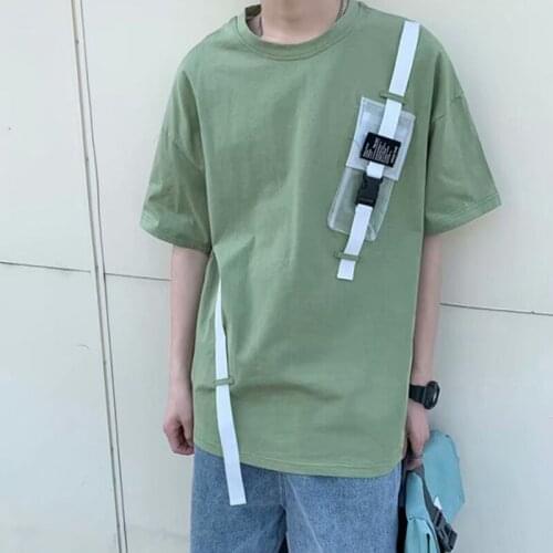 Harajuku Oversized Patchwork Plaid Short Sleeves Summer Funny Hip Hop T-Shirt Comfortable Men Clothes Pullover Joker Streetwear