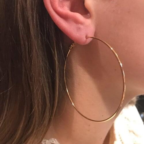 2018 Hot 60mm big Punk Style Gold Silver color Metal Hoop Earrings Big Circle Jewelry Charm Earring Party Jewelry