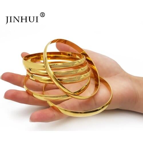 Jin Hui 2019 New fashion Jewelry Ethiopian Bangle for Women Dubai Bracelet Jewelry African Gifts Bride jewelry smooth surface