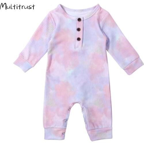 Newborn Baby Girl Romper Autumn Winter Tie-dye Baby Girl Rompers Ropa Bebe Ribbed Jumpsuit Fall Clothes for Kids