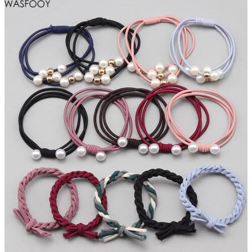 2021Hair accessories Pearl head rope accesorios para el cabello Rubber bands for women ornaments girl hair rings Ponytail hair