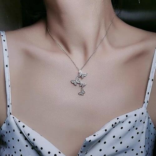 Copper Butterfly Necklace Fashion Jewelry Luxury Brand Zircon Pendant Jewelry Best Gift For Friend