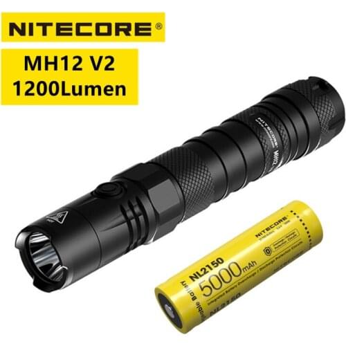NITECORE MH12v2 Dual Fuel Multiuse Tactical Flashlight 1200 Lumens Rechargeable With 5000 mAh Battery Self-Defense Highlight