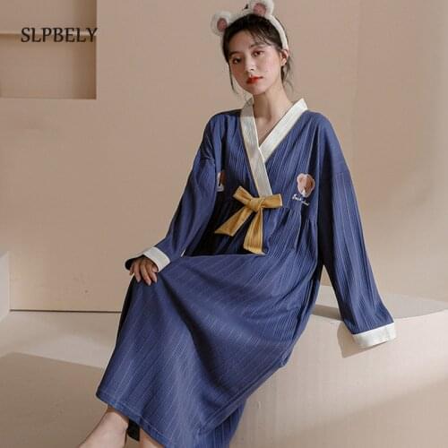 SLPBELY Women Nightgdress Homewear Sweet Bow Nightdgown Summer Kawaii Girls Sleepwear Nighskrit Homewear Loose Mujer Pijama