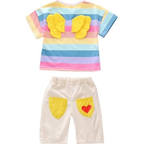 New Fashion Summer Baby Girl Clothes Suit Children Cotton Striped T Shirt Shorts 2Pcs/sets Toddler Casual Costume Kids Tracksuit