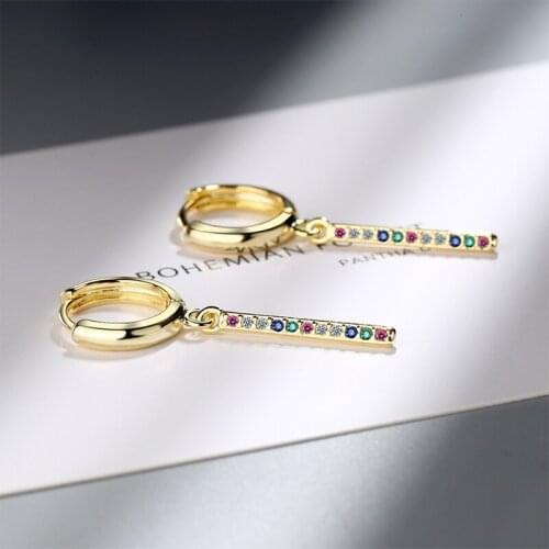New Fashion Multicolor Crystal Paved Hoop Earrings Tiny Simple Huggies Charming Colorful Dangle Earring Piercing Accessory Gifts