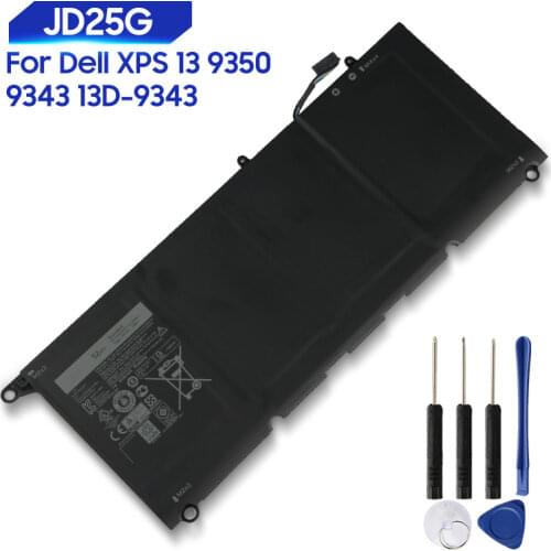 Original Replacement Battery For Dell XPS 13 9350 9343 13D-9343 JD25G 0N7T6 5K9CP JHXPY 90V7W DIN02 Genuine Battery 52Wh
