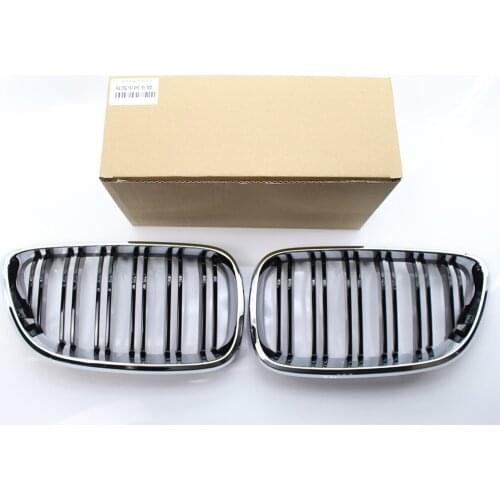 Pair Chrome Frame Gloss Black Dual Slat For BMW 2 Series F23 F22 F87 M2 2014-2018
