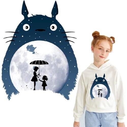 Totoro patch iron on transfer stickers for kids clothes DIY vinyl heat iron-on transfers cartoon anime applique no face man