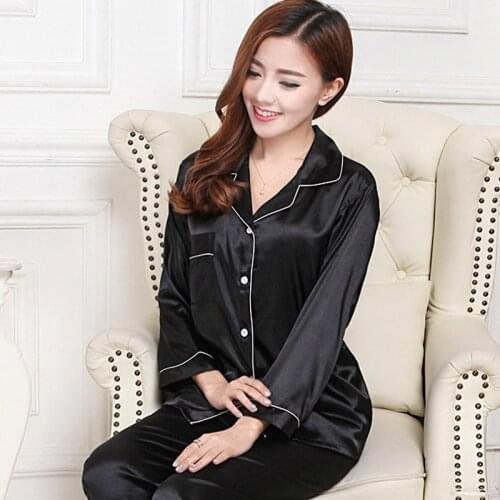 Pajamas Women Spring and Autumn Thin Long-sleeved Silk Home Service Summer Two-piece Suit Ladies Plus Size Sleep Wear