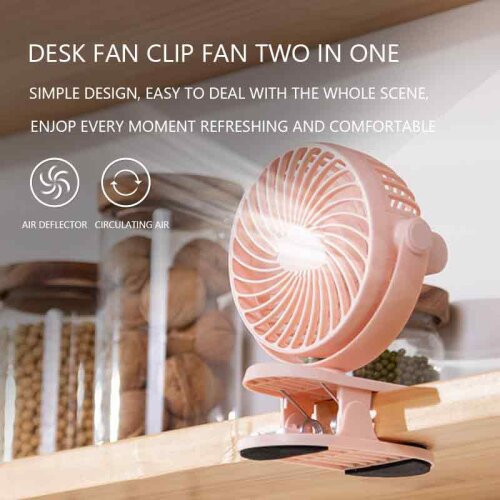 Portable usb rechargeable fan mini desktop clip fan 360 degree 3-speed silent with strong wind rotating quiet for home bedroom