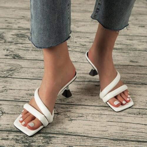 New Women Summer Outdoor Sandal High Square Heel Flip Flop Ladies Women Slipper Elegant Women Slides Shoes size 43