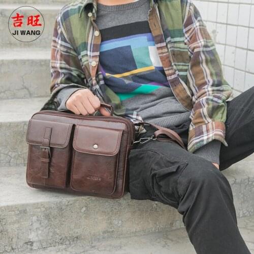 Real leather One Shoulder Messenger Bag multi functional shoulder bag large capacity business travel one shoulder diagonal bag