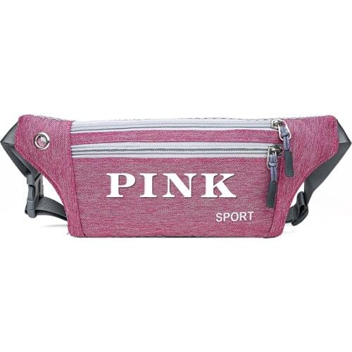 Unisex Waterproof Running Waist Bag PINK Sport Waist Pack Mobile Phone Holder Bag Gym Fitness Bag With Earphone Hole