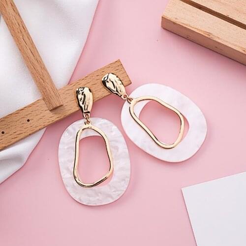 Acrylic Resin Geometric Drop Earrings Temperament Hollow Irregular Metal Earrings For Women Female Fashion Jewelry Gifts