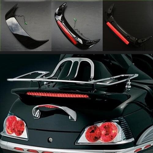 For Honda Goldwing GL1800 2001-2011 Motorbike Rear Trunk Spoiler With Red/Clear LED Brake Light Motorcycle Accessories