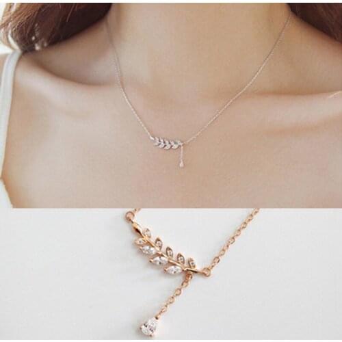 Wind S925 Pure Silver Personalized Fine Micro Zircon Leaf Set Chain Necklace Necklace Pendant Necklaces Cross Women 925 Resin