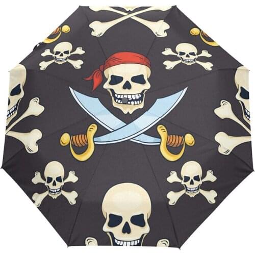 New Arrival Skull Umbrella Rain Women Automatic Mini Umbrella Three Folding Resistant Parasol Rainy Woman Travel Umbrella