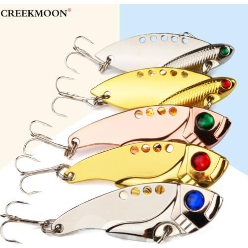 1PC 5 Colors 6CM 11G High Quality Metal VIB Lures Gold Sequined Fishing Bait Artificial Vibrations Spoon Lure Fish Bass Baits