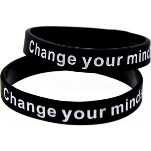 1PC Change Your Mind Set Change Your Life Silicone Wristband Black