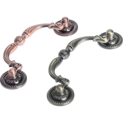 1pc Antique Bronze Dresser Cabinet Drawer Door Knob Red Brass Kitchen Wardrobe Cupboard Pull Handle screws Europe style