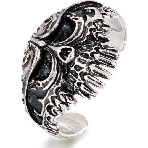 110g 54*68mm American trendy mens bracelets stainless steel jewelry manufacturers Casting skull buck teeth buck teeth bracelet