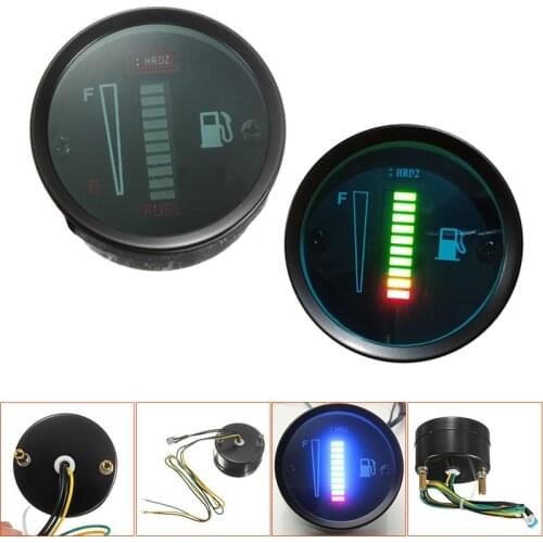 12V/24V Universal 52mm Car Motorcycle Fuel Level Meter Gauge 8 LED Light Display