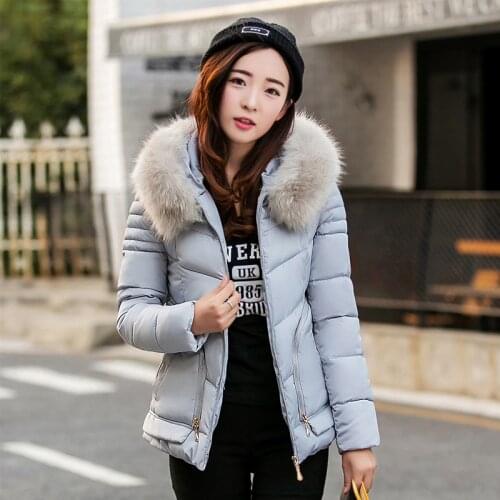 2020 Women Parka Fur Collar Hooded Womens Jackets Warm Winter Coat Female Thick Short Womens Parkas Abrigo Mujer WXF389