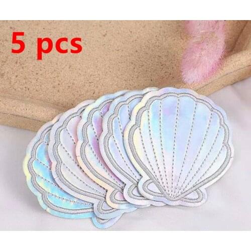 5pcs Badges Patches For Clothes Stickers Fashion Shell Colorful Laser PU Embroidered Iron on DIY T-shirt Jeans Bags Accessories