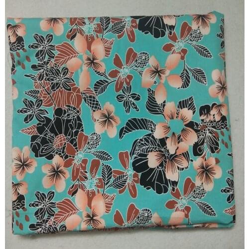 50x110cm Peacock Blue Blooming Flowers Printed Cotton Poplin Fabric Floral Fabric Patchwork for Cloth Dress Home Decoration