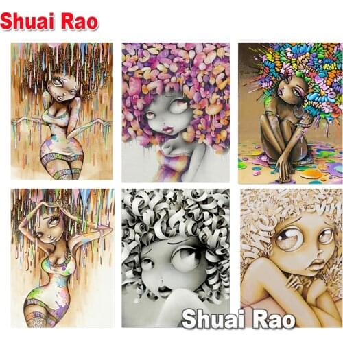 5D DIY diamond embroidery Africa Cartoon Big Eye Girl diamond painting Cross Stitch square Rhinestone mosaic decoration gift