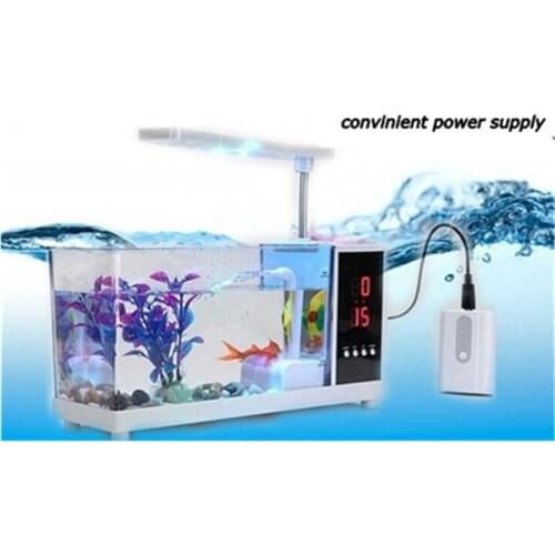 Acrylic Fish Tank Household With Circulating Filter Aquarium LED Light Landscaping Digital Clock Ornament Set Desktop Fish Tank