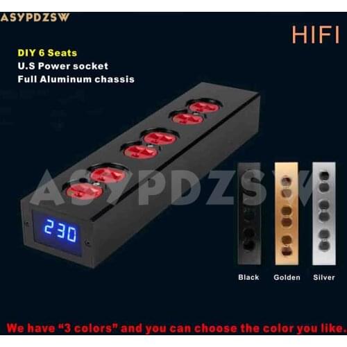 HIFI DIY 6 Seats U.S Power socket Full aluminum box 8mm thick anti-shield interference aluminum Enclosure/chassis