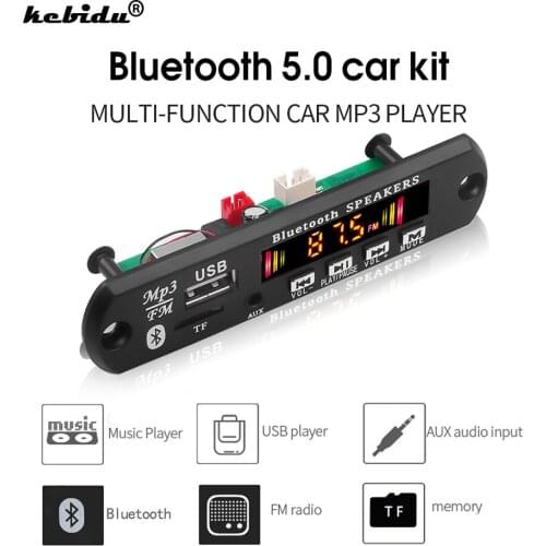 Bluetooth5.0 Car MP3 WMA Decoder Board Audio USB TF FM Radio Recording Module 5V 12V Color Screen MP3 Player with Remote Control
