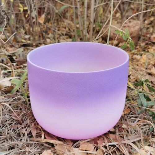 Chakra Quartz Frosted crystal singing bowl KVKA Purple-white-Pink Rainbow Colored Frosted 10 inch for sound healing