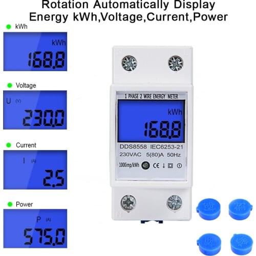 5(80)A 230V Digital Energy Meter DIN RAIL 50Hz KWH DIN RAIL METER LCD Display DDS662 DIGITAL Single Phase kWh counter freeship