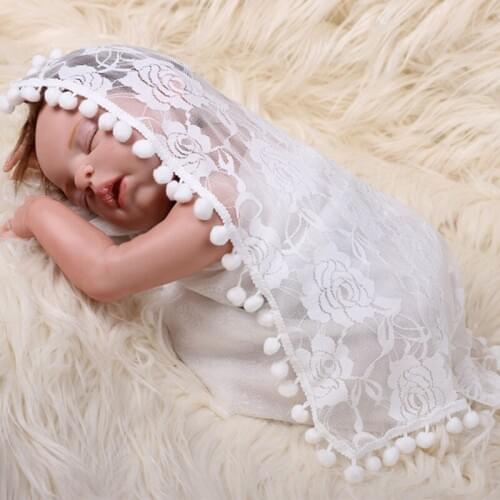 Baby Soft Blanket Infant Lace Scarf Photo Props Photography Quilt Newborn photography blanket Wrap with Tassel Baby Photo Wraps