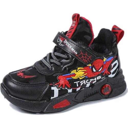 Disney childrens cartoon spiderman non-slip soft bottom thick warm cotton shoes baby boys girls sports shoes casual shoes