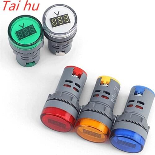DIY Mini Digital Voltmeter 22mm Round AC 12-500V Volt Voltage Tester Meter Monitor Power LED Indicator Pilot Lamp Light Display