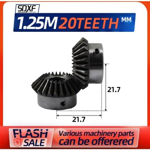 Two pieces, bevel gear 1.25M20T, precision bevel gear, factory direct sale, 45# steel, 90 degrees