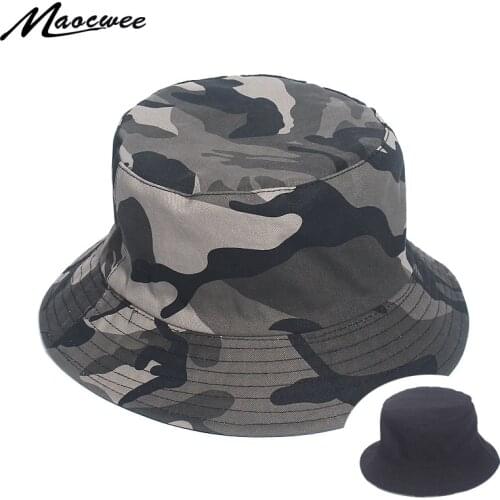 Unisex Outdoor Camouflage Bucket Hat Double-Sided Wearable Fishing Caps Men Women Solid Layer Hats Panama Beach Hat Hip Hop Cap