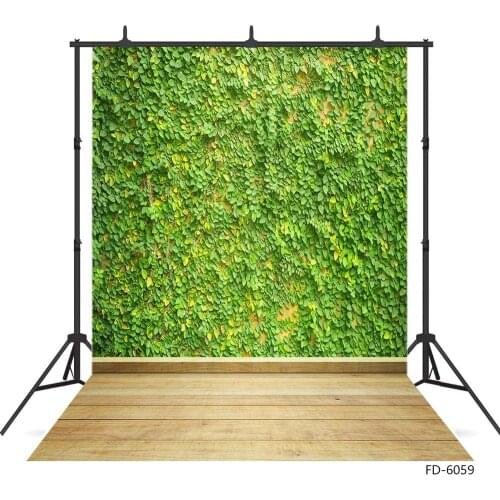 Photo Backdrop Green Plant Wall Wood Computer Printed Photography Background for Children Baby Portrait Pets Photobooth Props