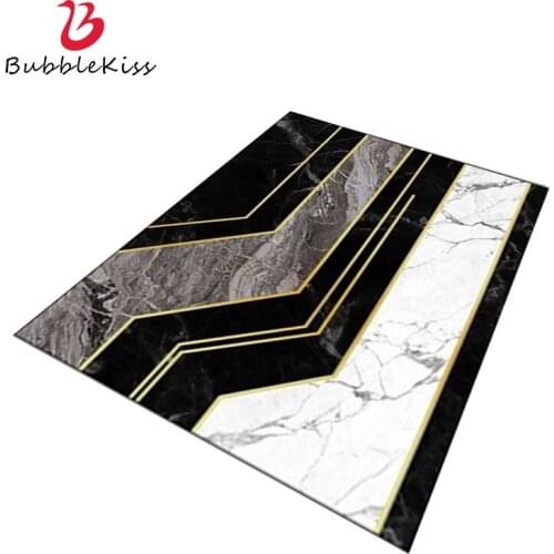 Bubble Kiss Light Luxury Carpet Black White Stitching Marbling Rug Polyester Home Bedroom Decor Carpets For Living Room Area Rug