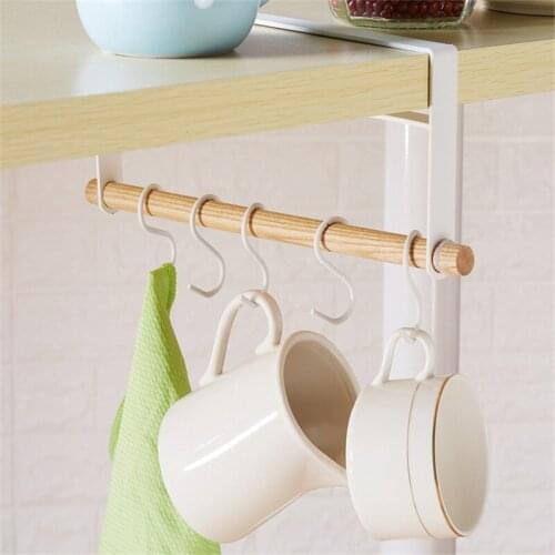 1Pc Creative Kitchen Cupboard Hanging Storage Rack Closet Cup Holder Bathroom Storage Hanger with 5 Hooks