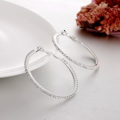 Round Earring Crystal Hoop Ear Stud Exaggerated Personal Circle Big Korean Gold Earrings Jewelry Gifts for Women and Girls