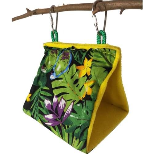 Summer Sunshade Bird Nest Tropical Rainforest Printed Triangle Parrot Hammock Hanging Sleeping Bed Bird Supplies