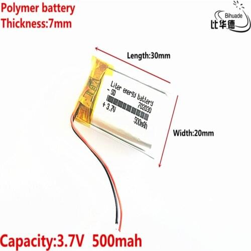 Liter energy battery Good Qulity 3.7V,500mAH 702030 Polymer lithium ion / Li-ion battery for tablet pc BANK,GPS,mp3,mp4