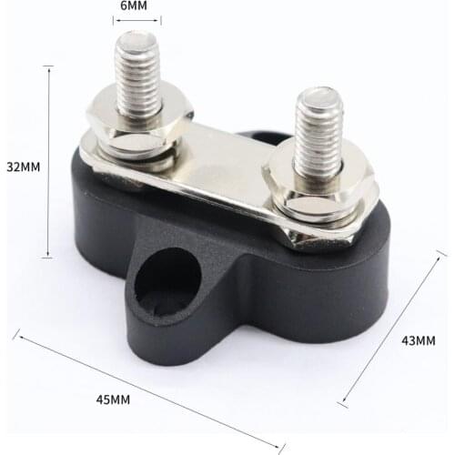 Boat 48V M6 Terminal Dual Stud Bus Bar Power Distribution Box Black